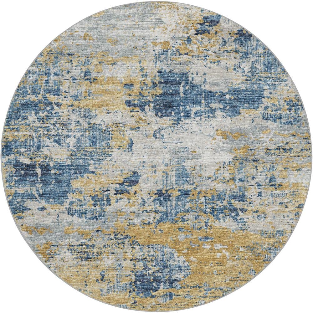 Dream Shag Premium Machine Washable Abstract ADS69 Blue 8 ft. x 8 ft. Round Rug price history on PriceWatchPro