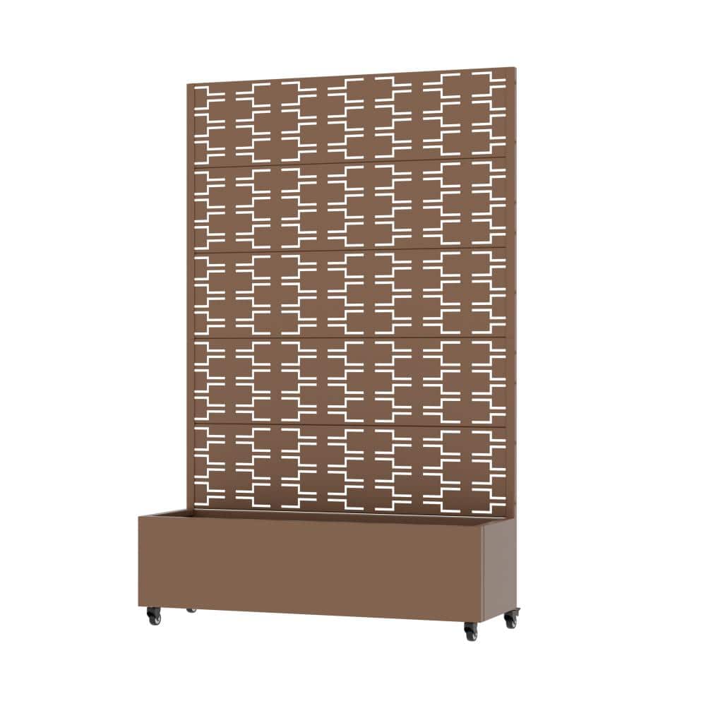 72 in. H x 47 in. W Brown Outdoor Galvanized Steel Privacy Screen Planter Box Trellis with Detachable Wheels price history on PriceWatchPro