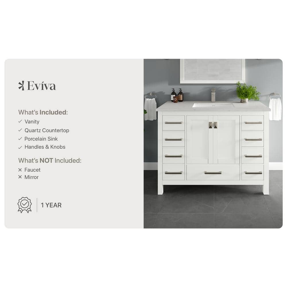 42" White Carrara Marble Single Bathroom Vanity
