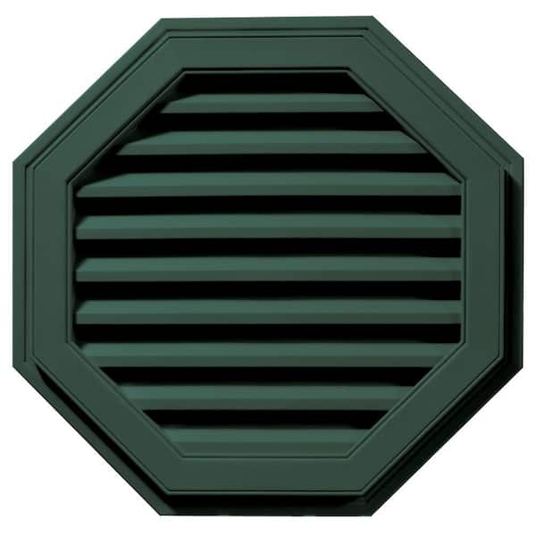 Builders Edge 27 in. x 27 in. Octagon Green Plastic Built-in Screen Gable Louver Vent