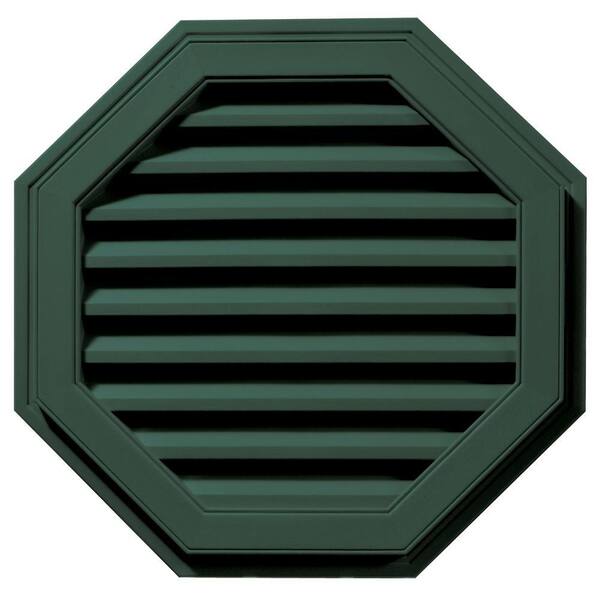 Builders Edge 27 in. x 27 in. Octagon Green Plastic Built-in Screen Gable Louver Vent