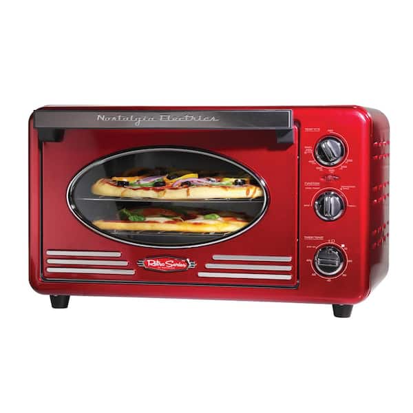 Nostalgia Retro Series 12-Slice Red Convection Toaster Oven with Built-in Timer