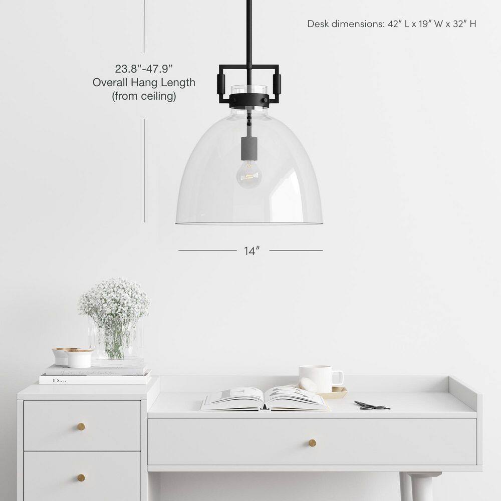 Matte Black Pendant Light with Clear Glass Shade