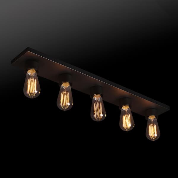 Alden 27.97 in. 5-Light Matte Black Vanity Light for Bathroom