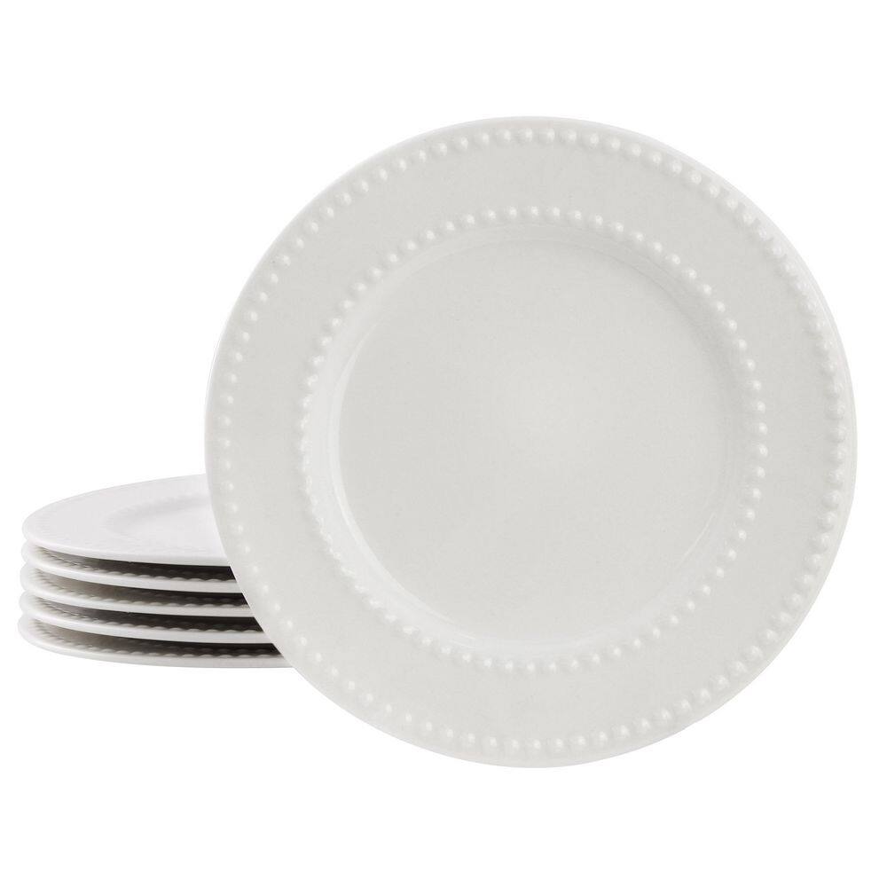 Elama Olevia 6-Piece White Stoneware Dinnerware Salad Plate (Service for 6) 985124728M