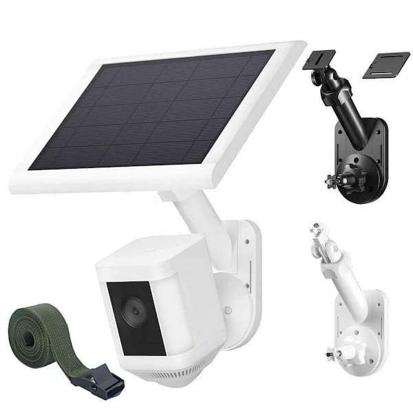 White 2-in-1 Adjustable Wall Mount Bracket for Security Cameras and Solar Panels, Indoor Outdoor