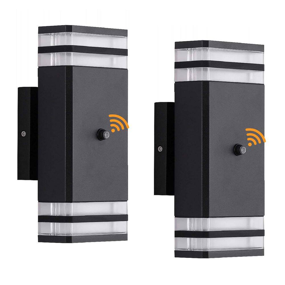 9.8 in. 1-light Black 2-Tier Dusk to Dawn Outdoor LED Rectangle Up and Down Wall Sconce price history on PriceWatchPro