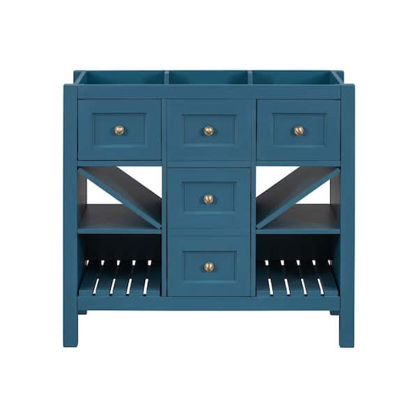 Staykiwi 36 in. Bath Vanity Cabinet without Top in Blue Unassembled