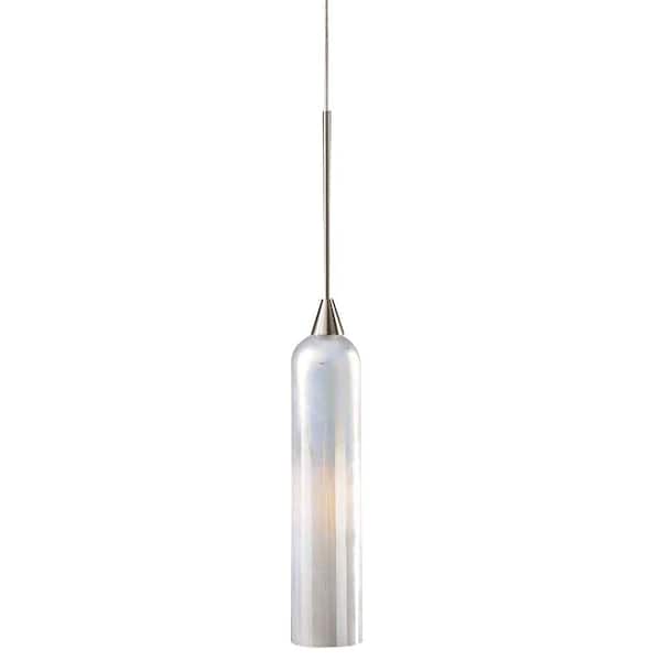 PLC Lighting 1-Light Satin Nickel Pearl Glass Mini Drop Pendant