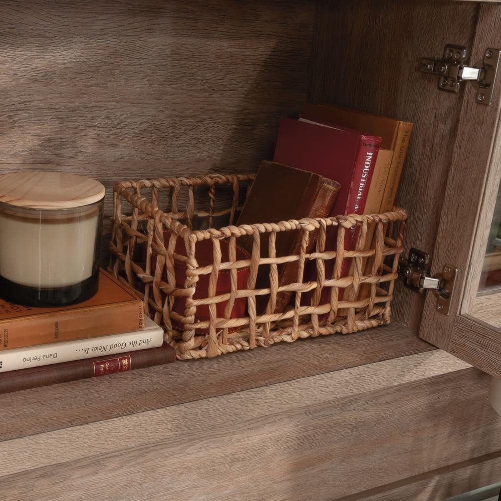 Brushed Oak Large Office Hutch with Glass Doors