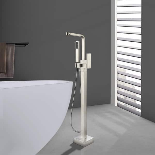 Maincraft Single-Handle Freestanding Tub Faucet with Handheld Shower Head in Brushed Nickel