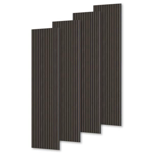comforthomi 0.9 in. X 1.05 ft. X 8.86 ft. Acoustic/Sound Absorb 3D Oak Overlapping Brown Wood Slat Decorative Wall Paneling (1-Pack)