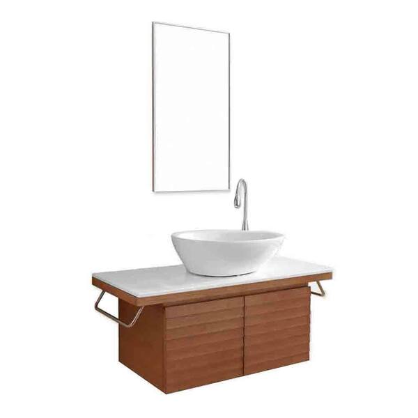 Virtu USA Porter 48 in. Single Basin Vanity in Chestnut with Artificial Stone Vanity Top in White and Mirror-DISCONTINUED