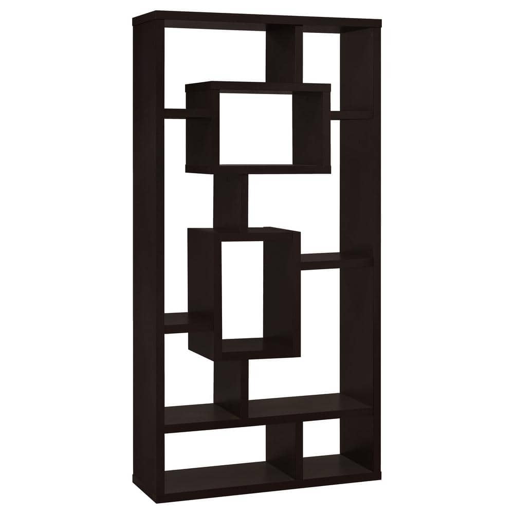 Howie Espresso 10-Shelf Geometric Bookcase