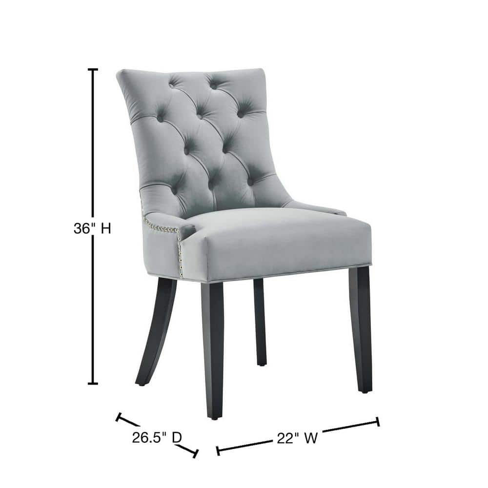 Light Gray Velvet Upholstered Parsons Side Chair with Wood Frame