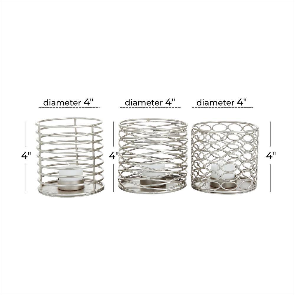 Elegant Silver Geometric Votive Candle Holders, Set of 3