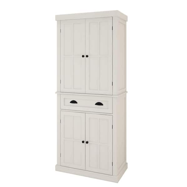 Unbranded 30.30 in. W x 15.70 in. D x 69.30 in. H White Natural Linen Cabinet with 4 Doors and 1 Drawer