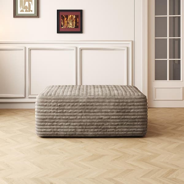 Modern Collection 28.7 in. Armless 1-Piece Corduroy Rectangular Upholstered Sofa Ottoman Sectional Sofa in. Camel