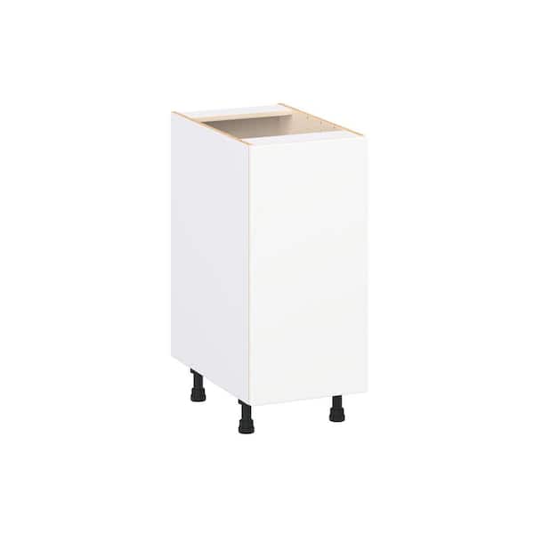 J COLLECTION Timberline 15 in. W x 24 in. D x 34.5 in. H Assembled Slab Base Kitchen Cabinet in Bright White with 3-Inner Drawers