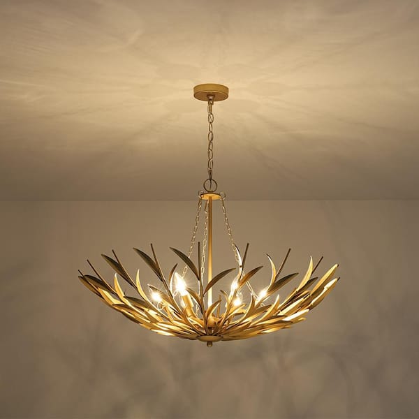 HUOKU Farol 6-Light 33.5-Inch Gold Mid-Century Branch Flower