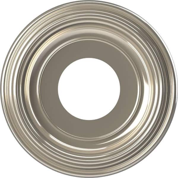 Ekena Millwork Traditional 10 in. O.D. x 3-1/2 in. I.D. x 1-1/8 in. P Thermoformed PVC Ceiling Medallion Bright Coat Chrome