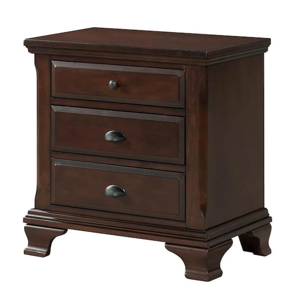 Brinley 3-Drawer Cherry Nightstand