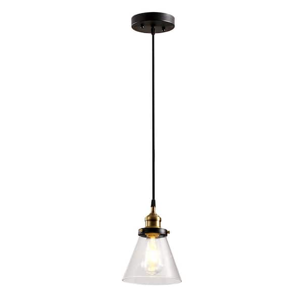 Spitzer 1-Light Black with Clear Glass Pendant Light