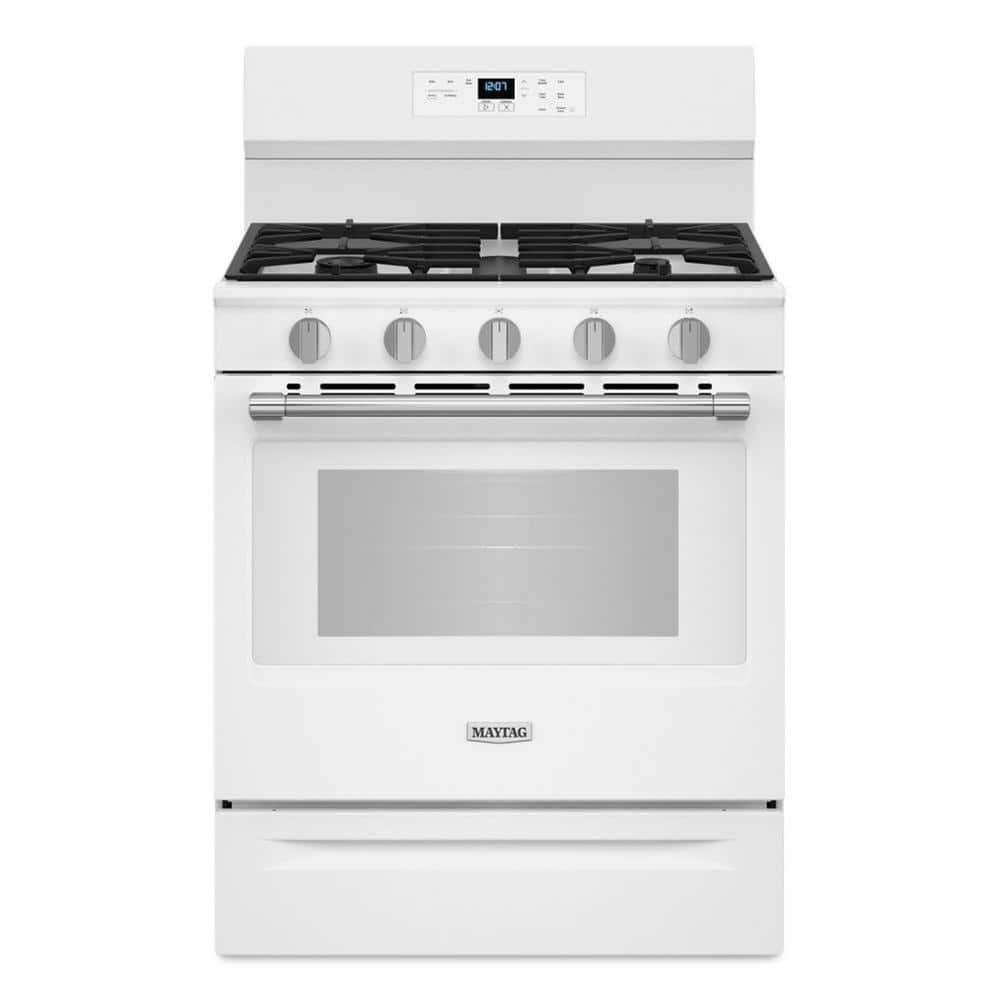 UPC 883049684017 product image for 30 in. 5 Burners Freestanding Gas Range in White with No Preheat Air Fry | upcitemdb.com