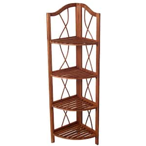 4-Tier Wood Folding Corner Display Shelf