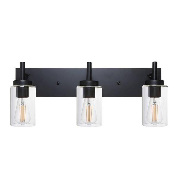 Sunpez 23.6 in. W 3-Light Bathroom Vanity Light Black Wall Sconce ...