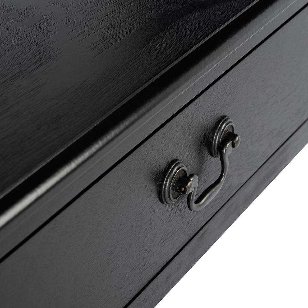 Athena Farmhouse Charm Black Wood Console Table with Storage