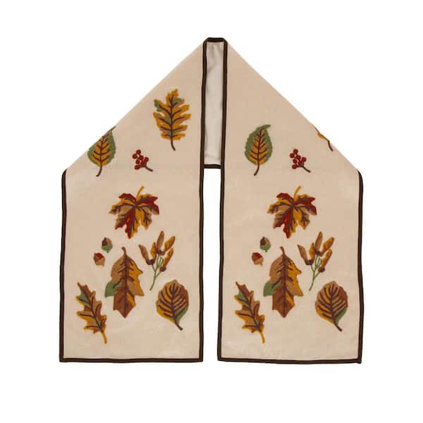 Glitzhome 72 in. L Fall Embroidered Leaves Tabletop Runner