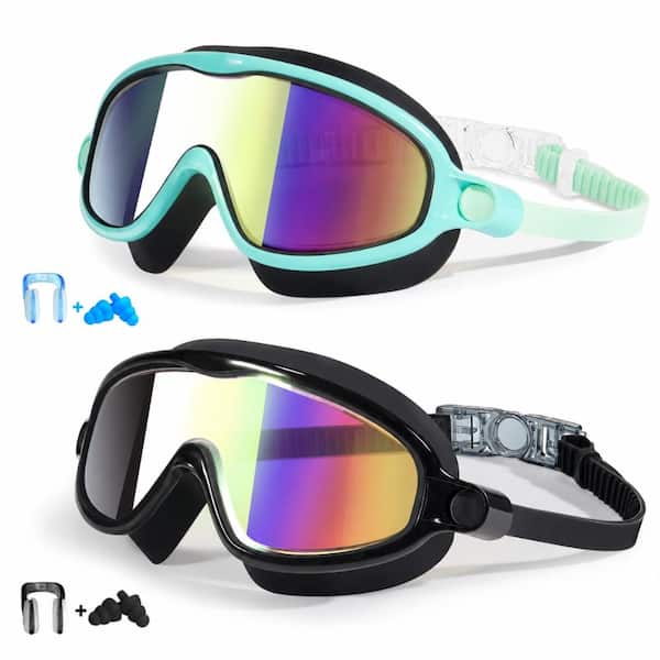 2-Pack Kids Anti-Fog UV Protection Silicone Swim Goggles for Ages 3 to 14 Pool Lessons and Beach Days
