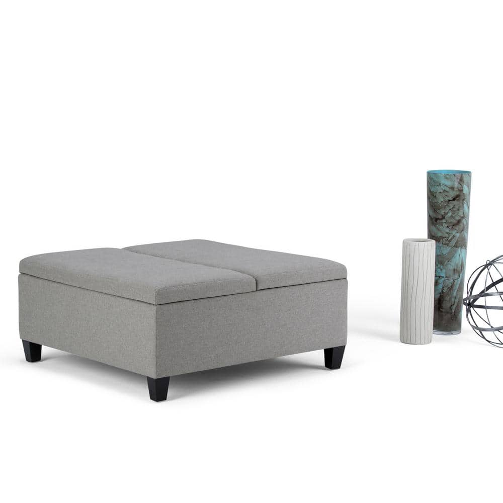 Ellis 36" Dove Grey Linen Look Fabric Coffee Table Ottoman
