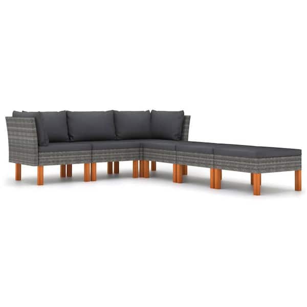 Feno Gray 6-Piece Aluminum Outdoor Sectional Set with Gray Cushions