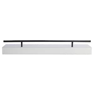 3.5-in W x 24-in L White MDF Floating Shelf with Metal Railing, 24 Inch