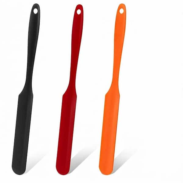 Silicone Jar Spatula Set Heat Resistant Flexible Nonstick Long Handle Kitchen Spatulas for Baking 3-Piece