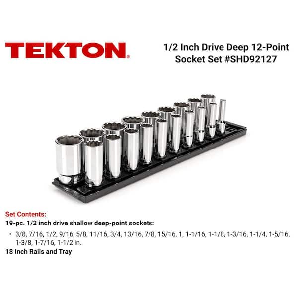 1/2 in. Drive Deep 12-Point Socket Set with Rails (3/8 in.-1-1/2 in.) (19-Piece)