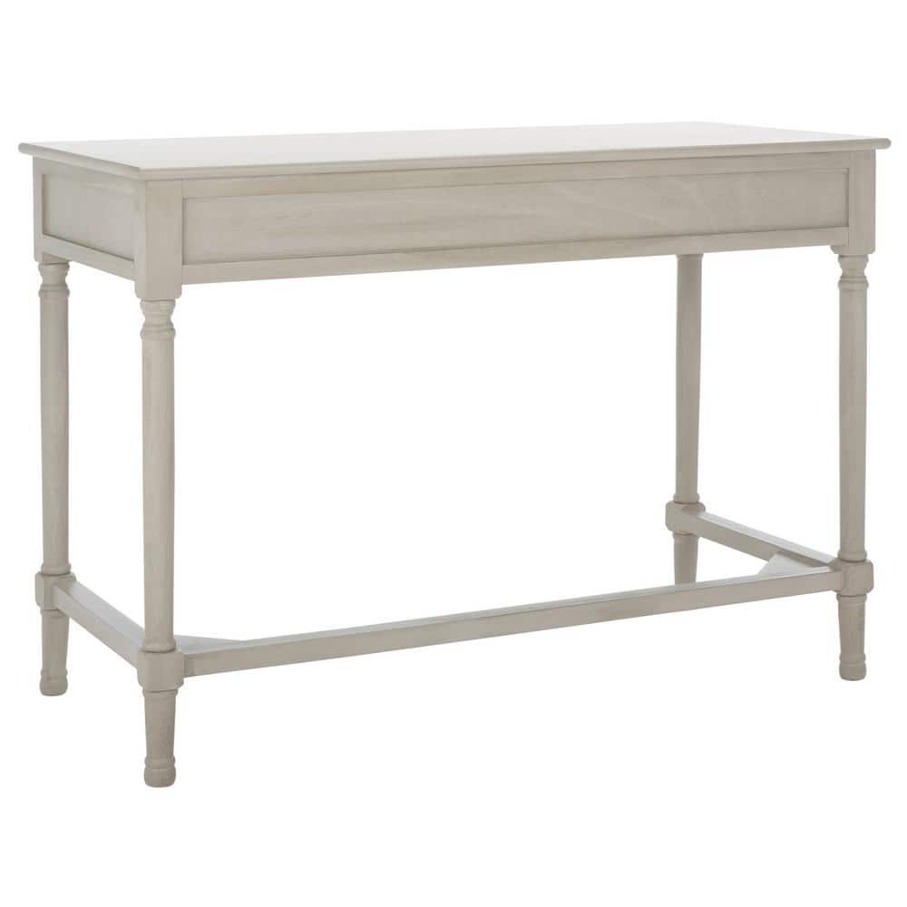 Taupe Wood Writing Desk with Chevron Drawers