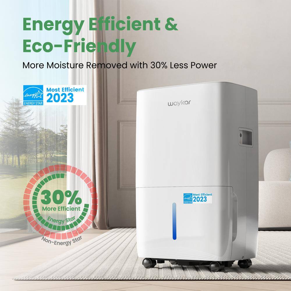 Waykar White 120-Pint Energy Star Portable Dehumidifier with Bucket