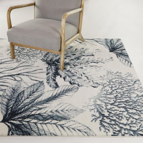 Cartagena Blue 8 ft. x 10 ft. Floral Area Rug