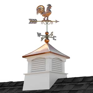 26 in. x 26 in. x 62 in. Coventry Vinyl Cupola with Copper Rooster Weathervane