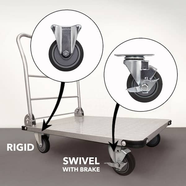 Everbilt - 4 in. Gray Rubber Like TPR and Steel Swivel Plate Caster with Locking Brake and 250 lb. Load Rating