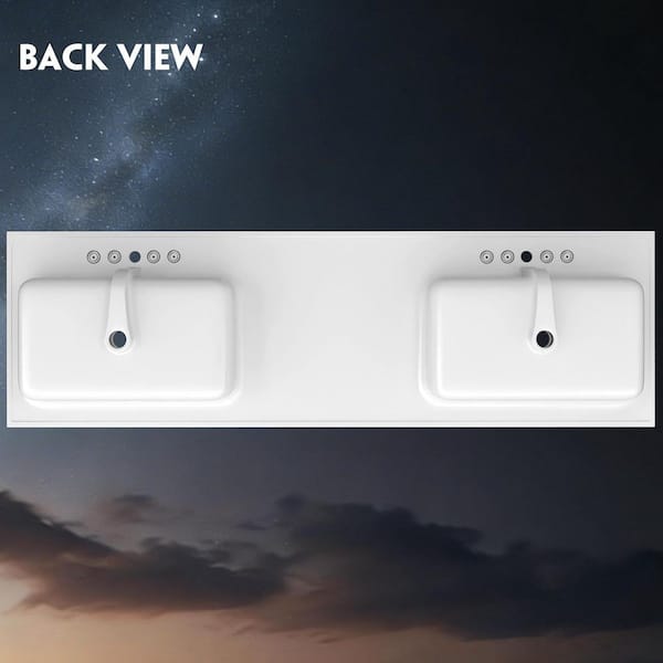 Zeafive 72 in. W x 22 in. D Solid Surface Vanity Top in Pure White