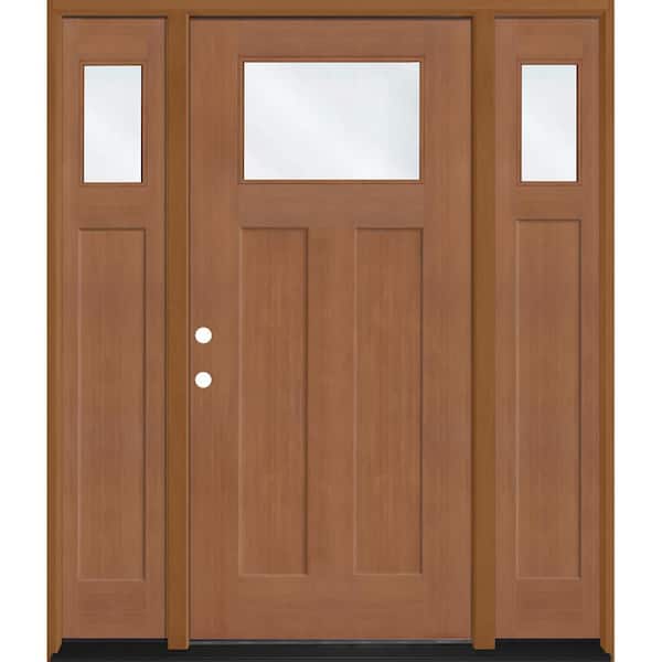 Regency 64 in. x 80 in. 1/4 TopL Clear Glass RHIS AutumnWht Fir Fiberglass Prehung Front Door w/12in-1/4Top SLs 6-9/16
