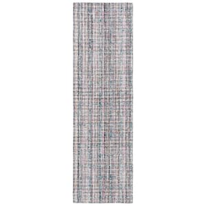 Abstract Pink/Brown 2 ft. x 8 ft. Modern Plaid Runner Rug