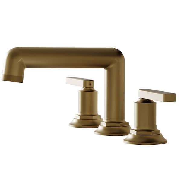 FLG 8 in. Widespread Double Handle Bathroom Faucet with Pop-up Drain Modern Brass 3-Holes Sink Basin Faucets in Brushed Gold