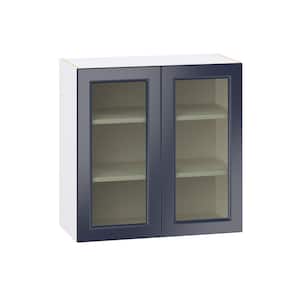 Laramie 30 in. W x 14 in. D x 30 in. H Assembled Glass Door Specialty Wall Kitchen Cabinet in Painted Blue