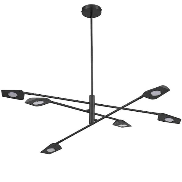 Dainolite Cari 6-Light Dimmable Integrated LED Matte Black Shaded ...