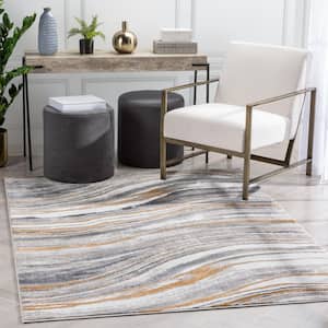 Verity Davina Grey Rust 3 ft. 11 in. x 5 ft. 3 in. Modern Abstract Area Rug